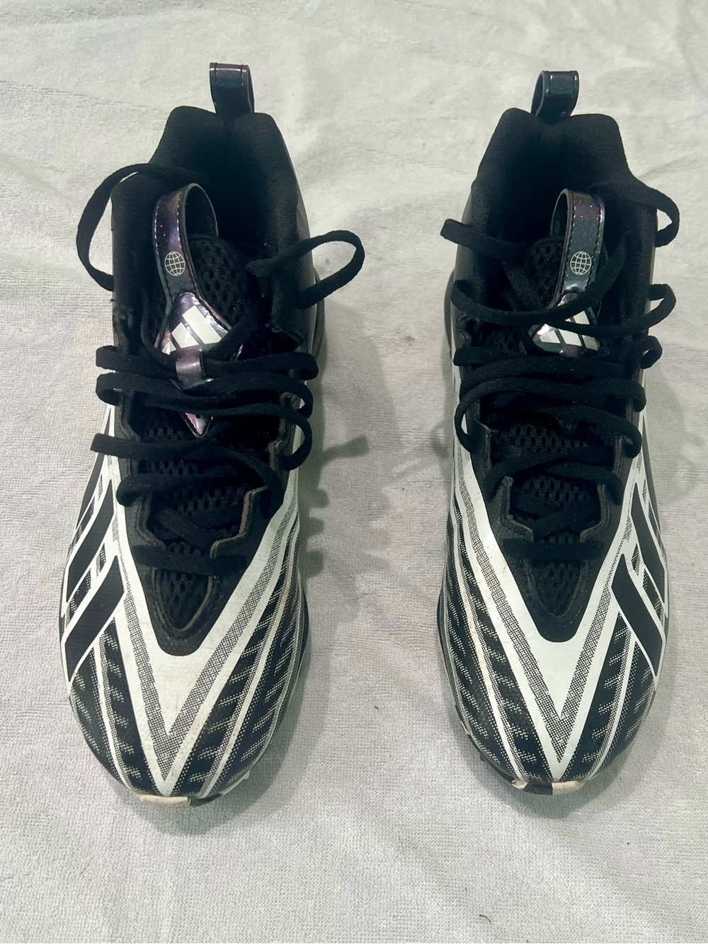 adidas Kids Black and White Sneakers with Iridescent Tongue